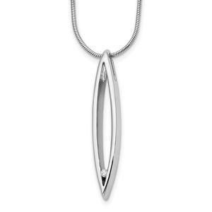 925 Sterling Silver Rhodium-plated 18 Inch Diamond Necklace, 2" Ext.